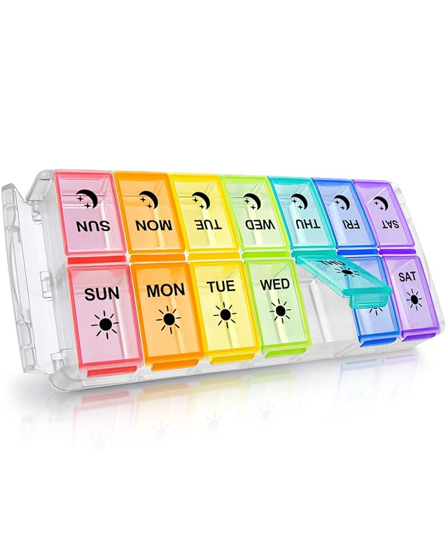 Pill Organizer 2 Times a Day Fullicon Quick Fill Large Weekly AM PM Pill Box Medicine Organizer 7