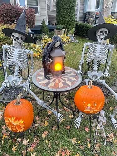 Miniatura 4 de Sifoel 165cm Halloween Esqueleto De Plástico Esqueleto Humano De Tamaño Natural Con Las Articulaciones Móviles Para La Decoración De La Fiesta De Halloween, 2 Piezas