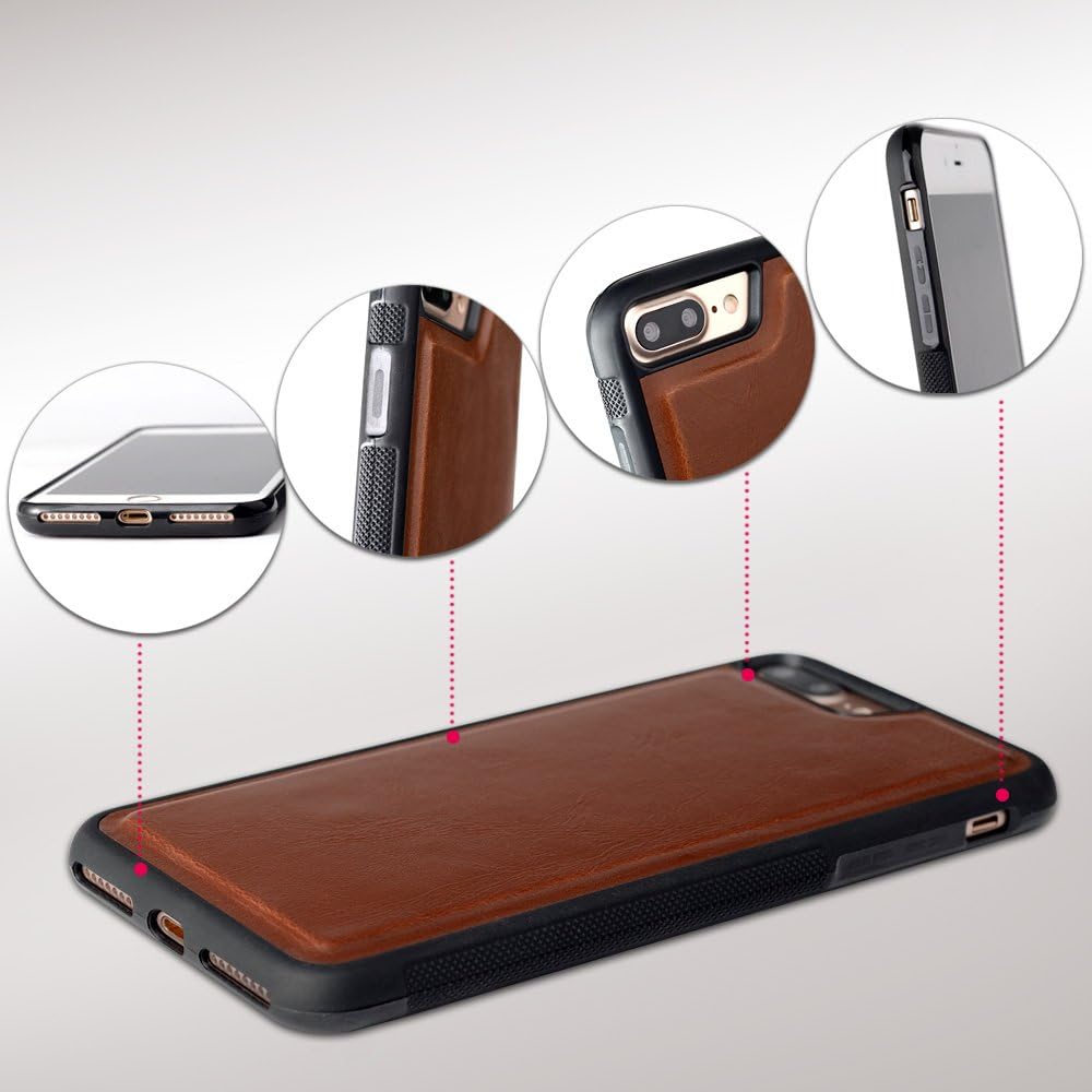 SHANSHUI Wallet Case Compatible with iPhone 7 Plus / 8 Plus, Premium PU Leather Wallet Design RFID Card Slots Cash Pocket Folio Cover 5.5 inch (Brown)