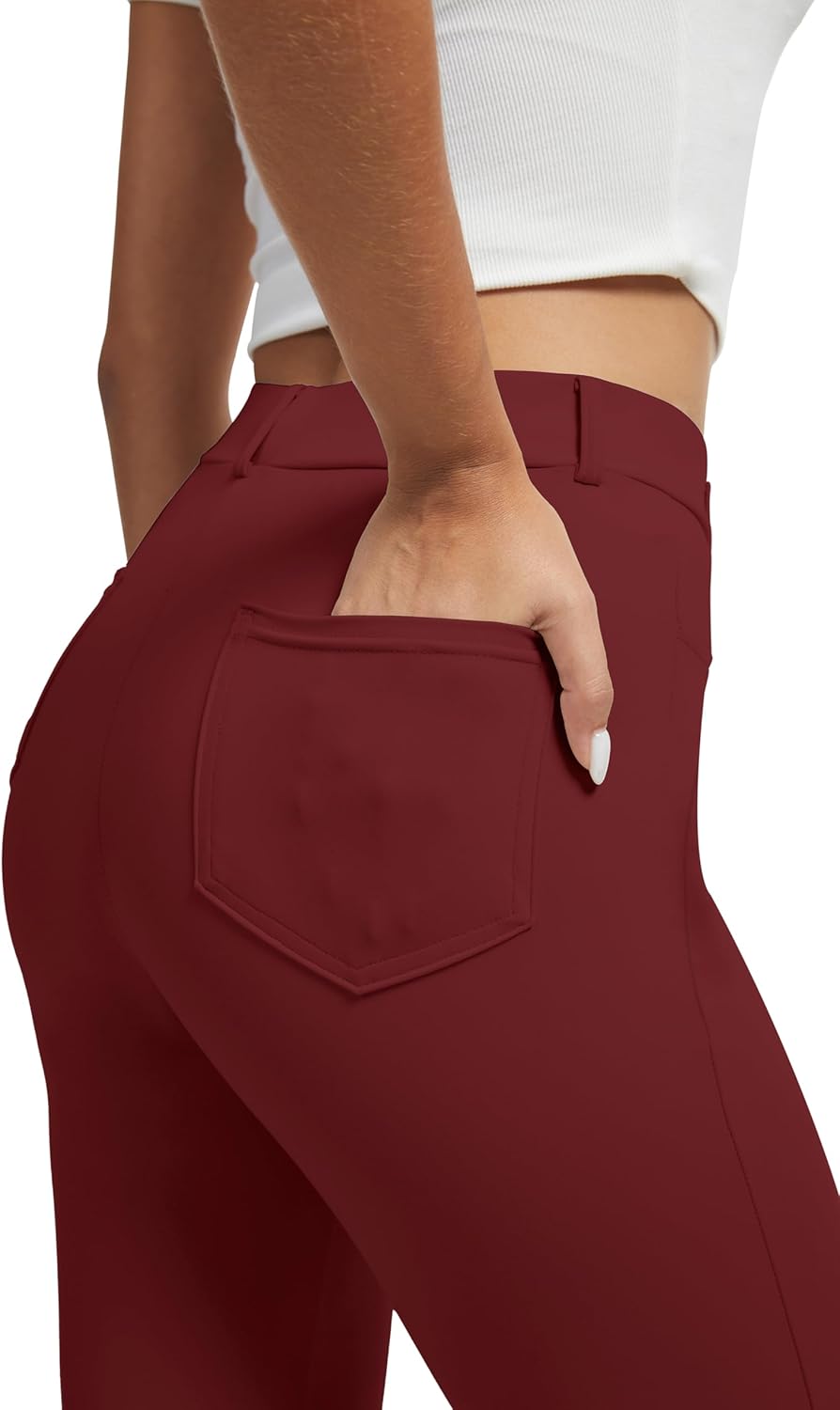 VIMPEP Women’s Fleece Lined Dress Pants Stretchy High Rise Straight Leg with Pockets Yoga Work for Cold Weather 1203 - Image 3