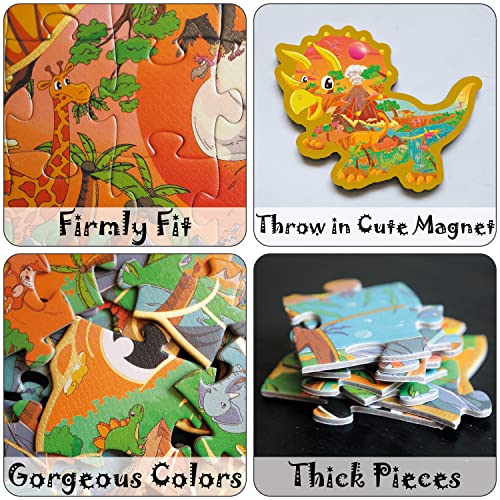 Jigjojo Floor Puzzles For Kids Ages 5-10, Double-Sided Dinosaur Puzzle, Toddler Toys And Gifts For Kids Boys Girls, Glow In The Dark Animal Shaped Jigsaw Puzzles, Triceratops #TOP3