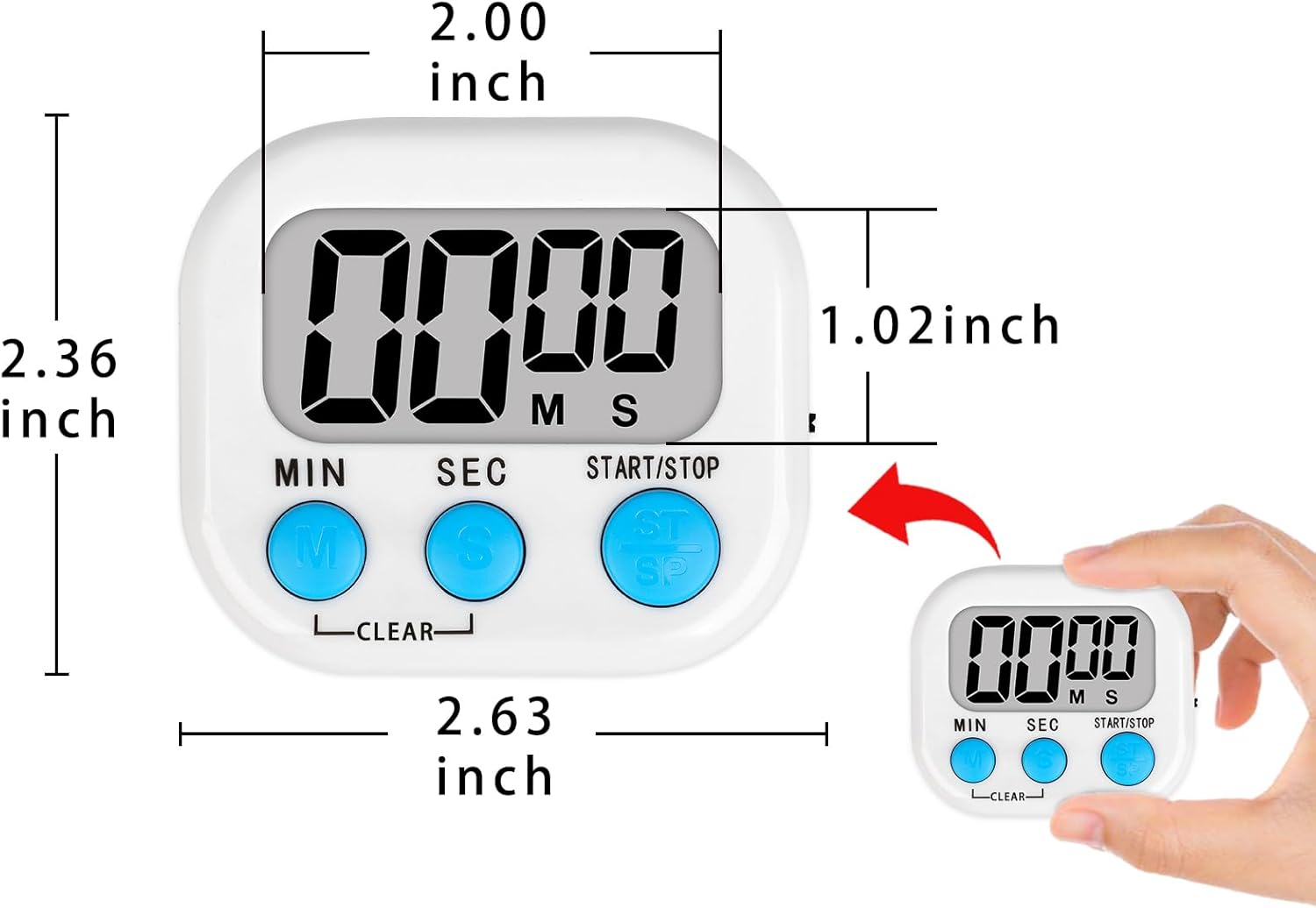 Lasubst Digital Classroom Timers for Teachers Kids School Supplies Bulk with Magnetic Back 12 Pack, White Pink Blue Green