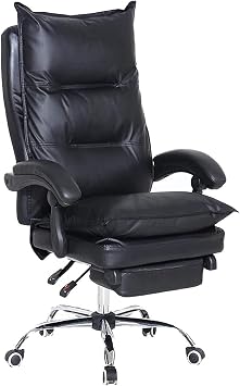 Office Chair Desk Chair Computer Chair Ergonomic Executive Chair, PU Leather Office Chair,High-Back Swivel Chair with Free Lift and Rotation, with Pedals, Boss Chair Cream White Color Black