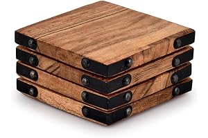 Samhita Acacia Wood Coasters: Protect Your Surfaces with Rustic Charm