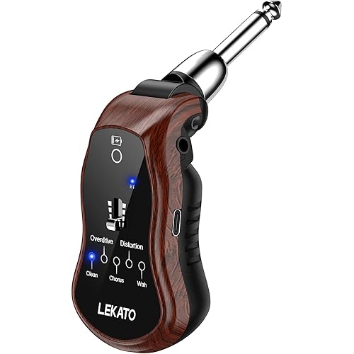 LEKATO Guitar Headphone Amp,Micro Electric Guitar Headphone Amp for Electric Guitar&Bass Rechargeable Bass Headphone Amplifier for Practice with 5 Effects(Clean Chorus Overdrive Distortion and Wah)