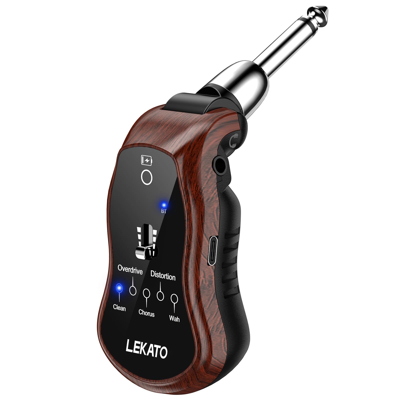 LEKATO Micro Guitar Headphone Amp, Electric Guitar Headphone Amplifier for Electric Guitar & Bass Rechargeable Headphone Amp Guitar Practice with 5 Effects(Clean Chorus Overdrive Distortion and Wah)