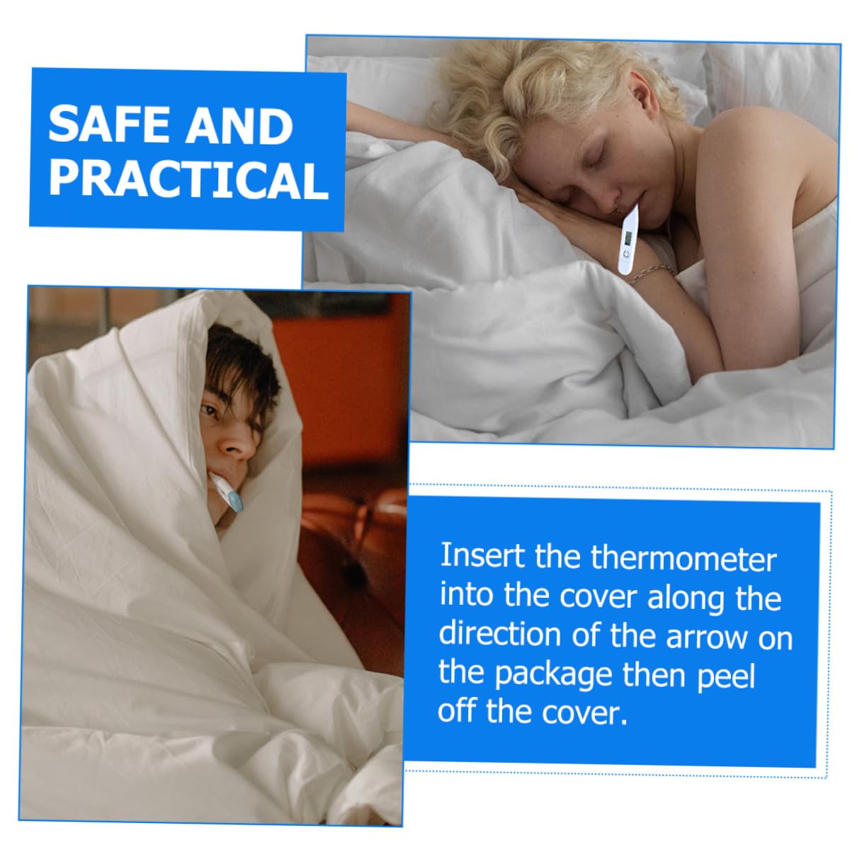200pcs Disposable Protective Sleeves Thin Film Covers for Rectal Use Hygienic Disposable Covers for Digital Thermometers at Home and Clinical Settings