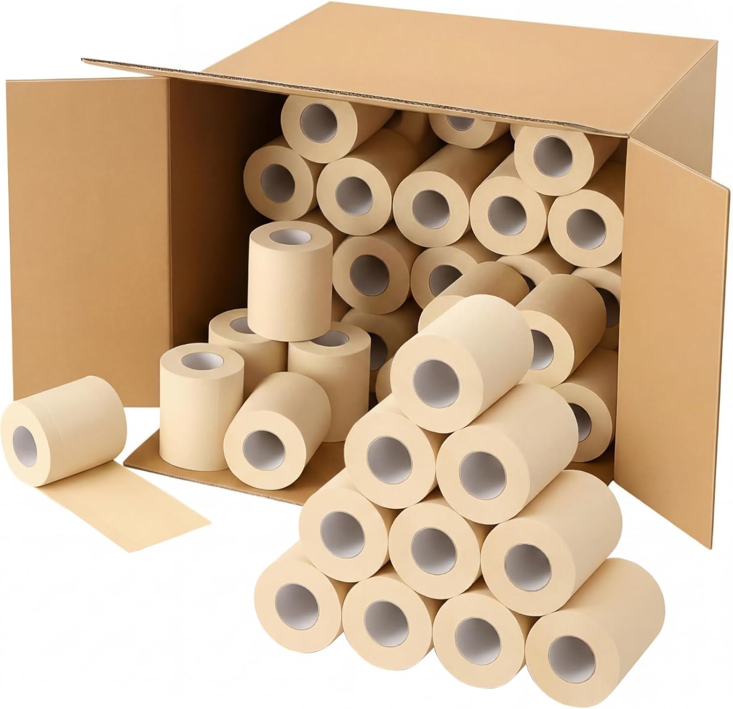 Feifeiya Bamboo Toilet Paper, 4 Ply 40 Rolls, Unbleached, Strong & Soft Toilet Tissue Bulk, Chemical Free Bathroom Tissue Rolls