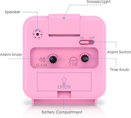 Miniatura 2 de AMIR Reloj despertador analógico, reloj pequeño silencioso sin tictac, reloj despertador de viaje con repetición y luz, sonidos de pitido