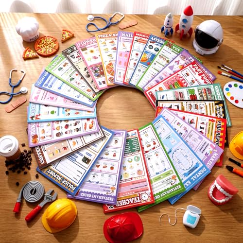 Image of Eaasty 24 Pack Kids Pretend Play Notepads 4x24 Inch,Mixed