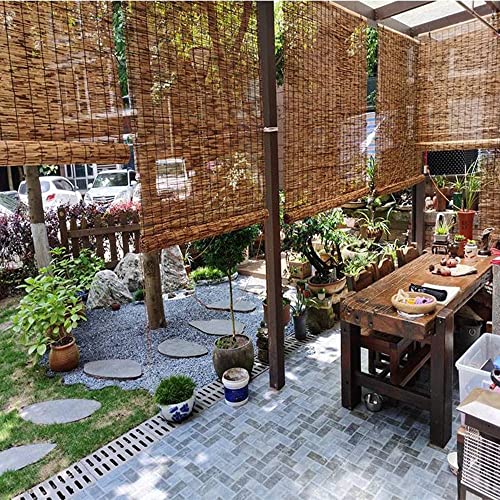 Bamboo Shades Blinds For Patio Indoor/Outdoor Porch Privacy Roll Up Blinds 20X39'' 32''X48'' 45X59'' 60X72'' Retro Reed Curtains, Roller Blinds For Windows Cordless Roman Shade (Size : 45" W X 72" H #TOP2