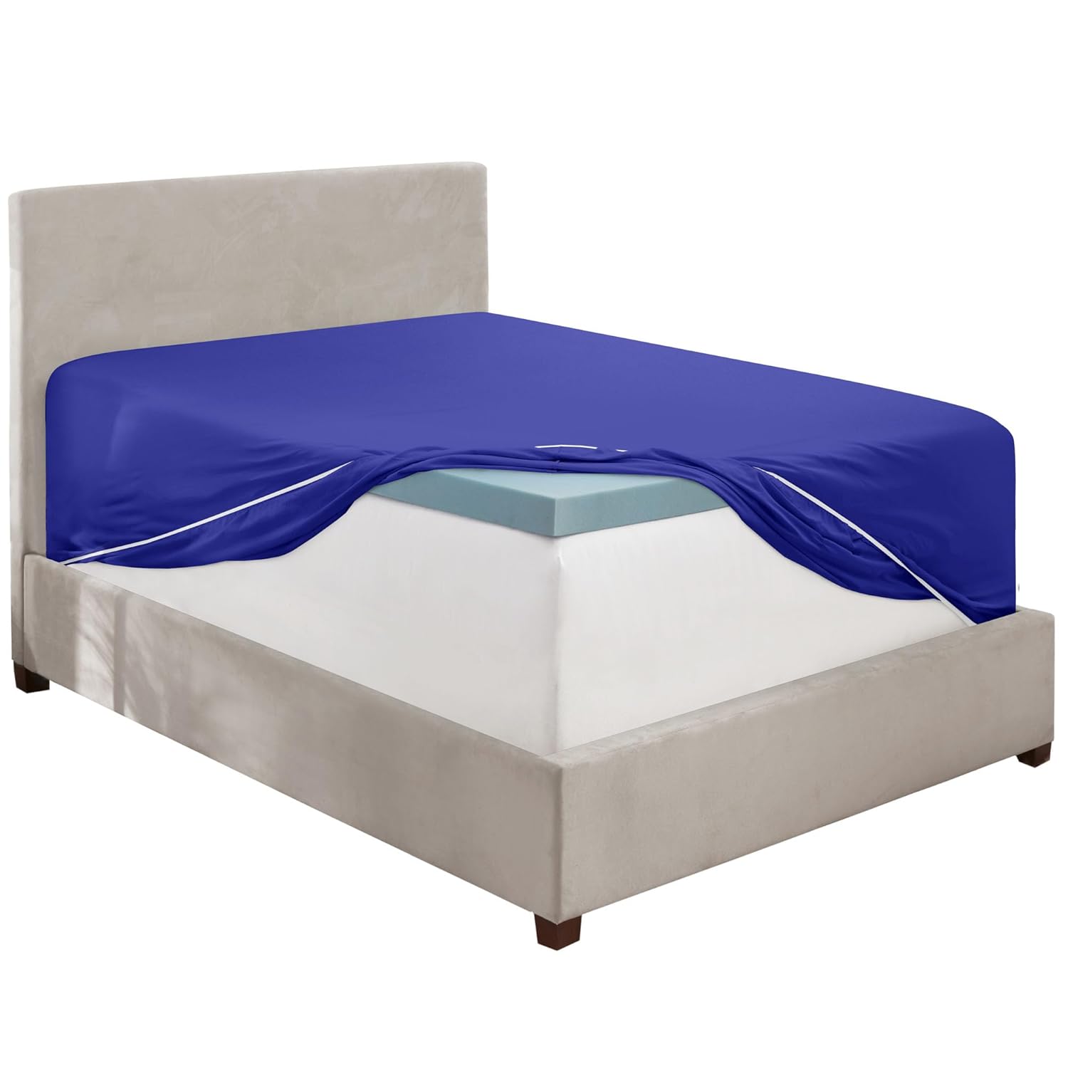 Hearth & Harbor Extra Deep Pocket Full Fitted Sheet - Fits 18 to 24 Inch Mattress – Ultra Soft 1800 Microfiber, Wrinkle-Free & Breathable – Hotel Luxury Fitted Sheet Only, Royal Blue