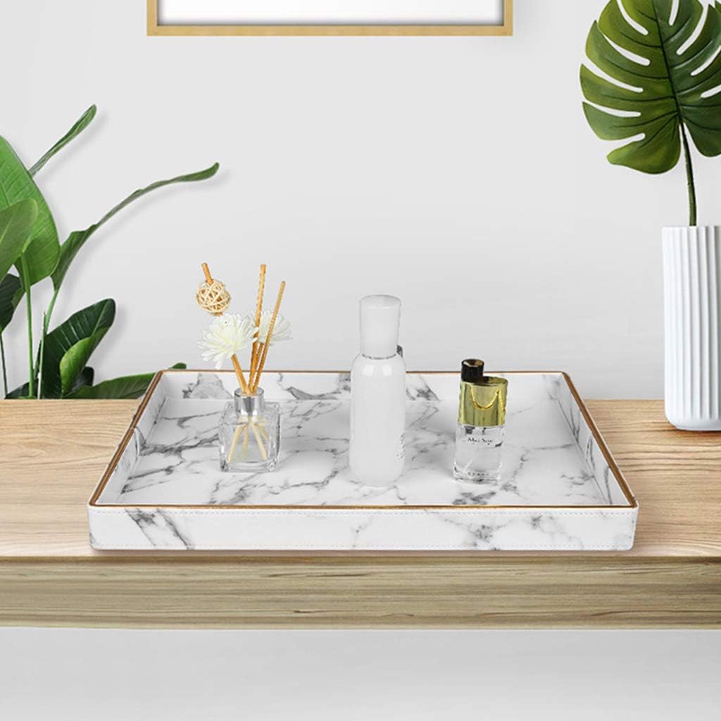 Nordic Marble Leather Food Storage Tray Dessert Fruit Plate Desktop Jewelry Display