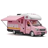 NOVAFUSION Campers for Kid Toys RV,Die Cast Metal Toy Camper for 3 4 5 6 7 8 9 Year Old Toddlers,Pull Back RV Toys with Light and Sound,Camper Van Gifts for Kids，Trucks for Kid Ages 4-8（Pink）