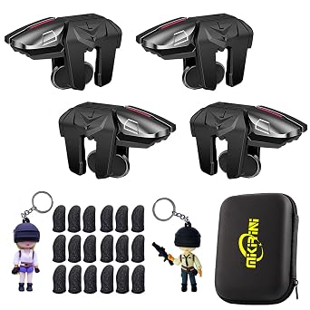 Mikirini PUBG Mobile Triggers 25 in 1 Combo, 4 Gaming Mobile Phone Game Controller for PUBG/Fortnite/Call of Duty/Rules of Survival, Aim & Fire Trigger for iPhone & Android Phone Combo