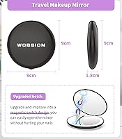 Vista 3 de WOBSION Espejo compacto de viaje, espejo de maquillaje LED portátil 1x/10x con aumento, espejo de bolsillo de 2 caras de mano, espejo pequeño