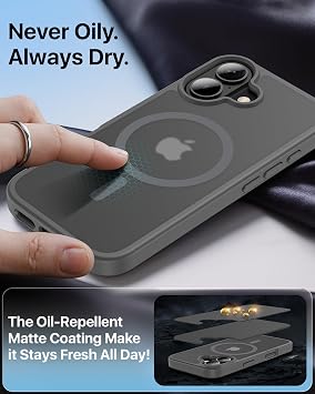 MADNOVA iPhone 17 için Kılıf Kamera Korumalı Magsafe Wireless Şarj Özellikli Lens Hediyeli Mat Şeffaf Renkli Standlı Kılıf (Gri)