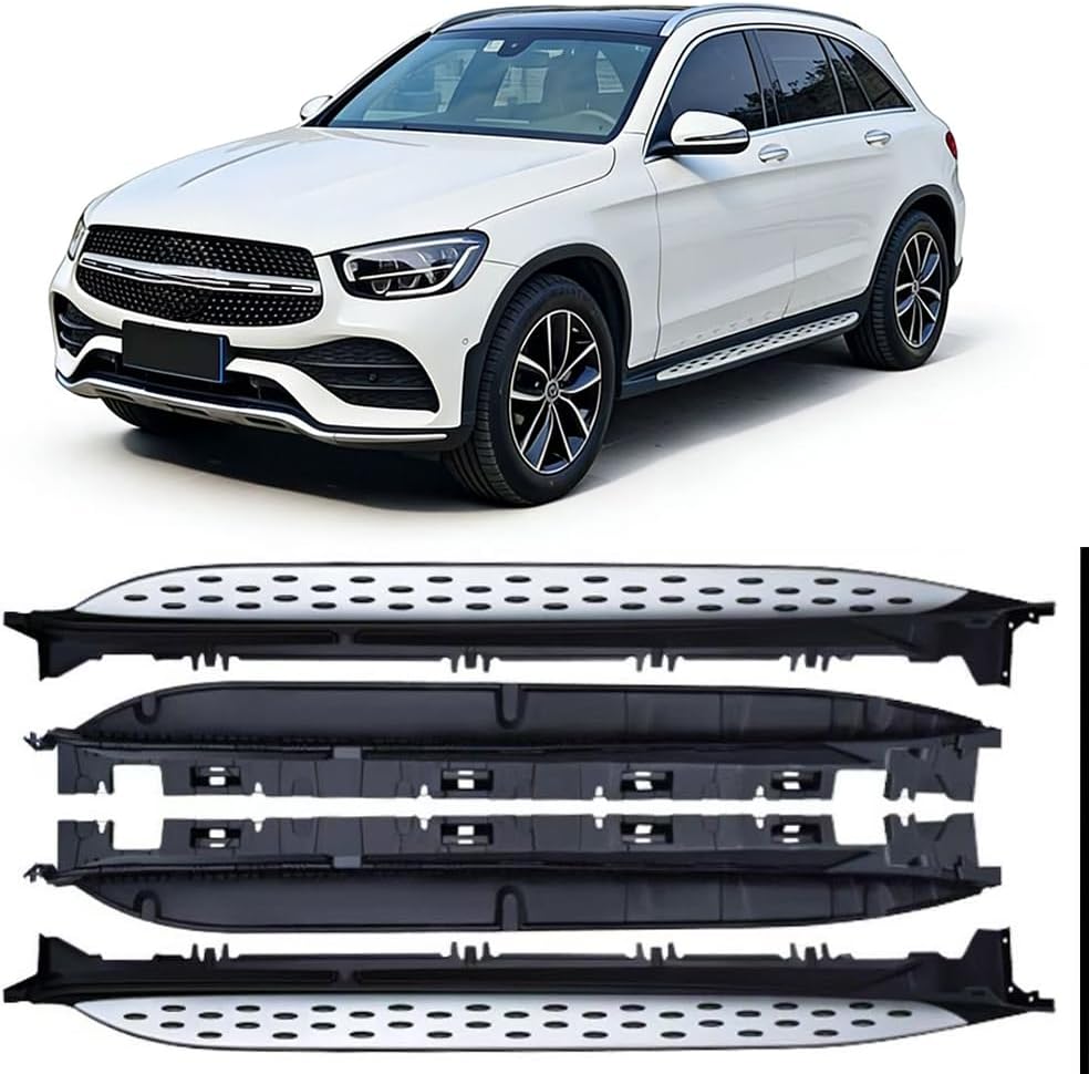 2Pc Running Board fit for Mercedes Benz GLC X253 2016-2022 Side Step Pedal Nerf Bar Rail Board Silver