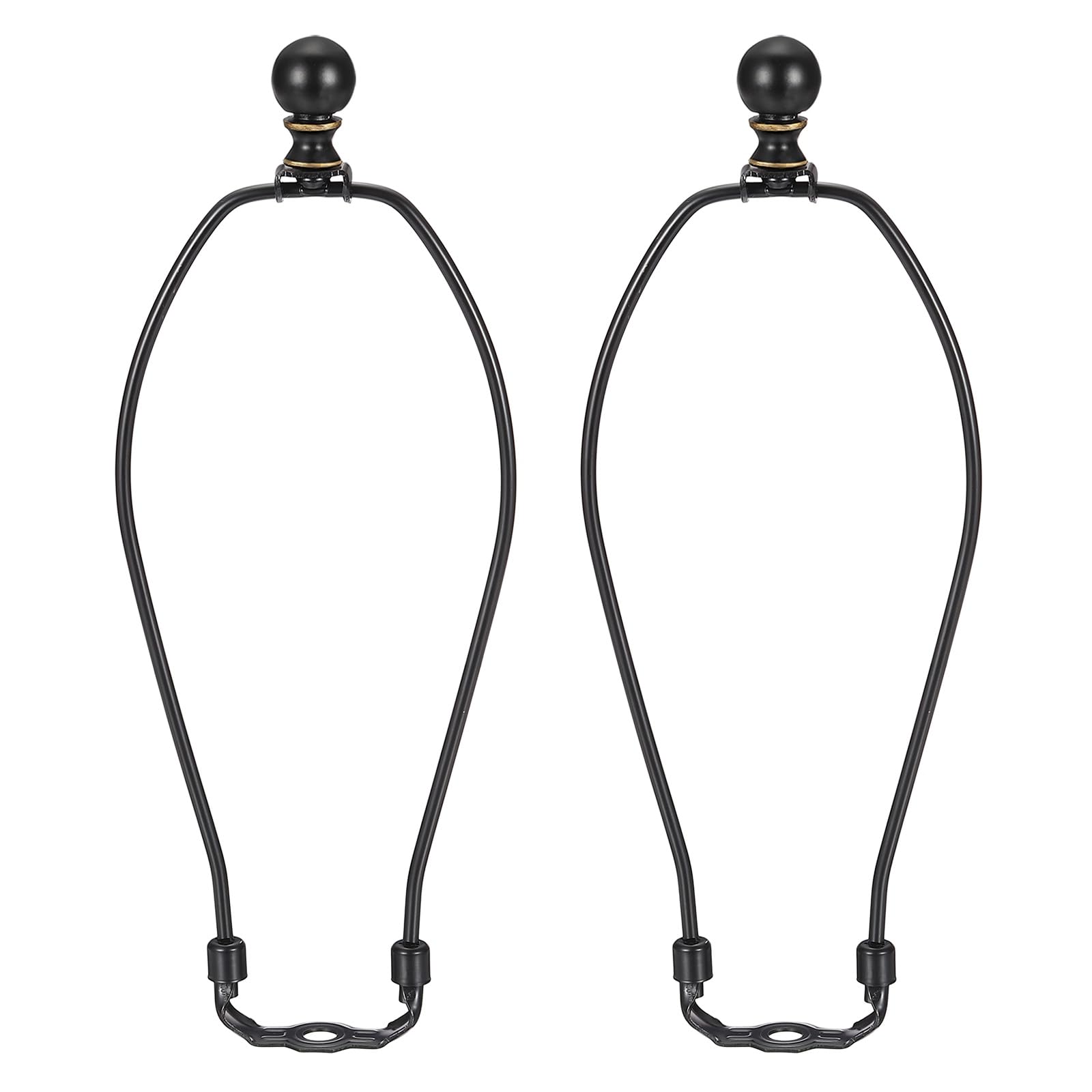 PATIKIL 2 Set 10" Lamp Shade Harp Holder, Heavy Duty Detachable Lampshade Brackets with 1.46" Height Solid Metal Finial Shade Holder for Table and Floor Lamps, Black
