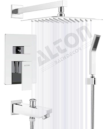 ALTON EDG14135, Brass Concealed Body High Flow Diverter Full Set With Showers and Bath Tub Spout (Chrome)