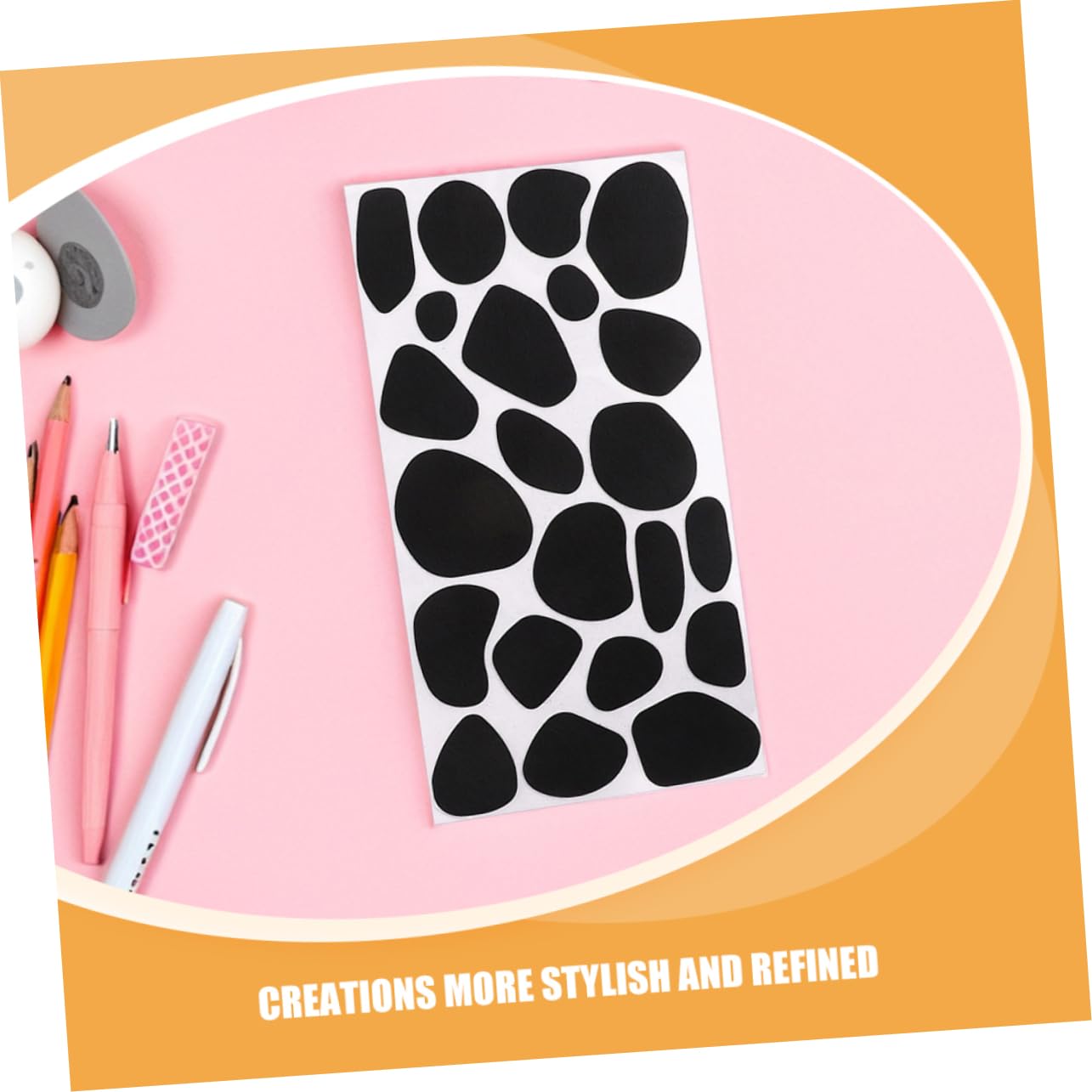 Housoutil 10sheets Cow Pattern Self-Adhesive Felt Circles for Crafts Home Decor and Costume Accessories Black Felt Stickers for Creative Projects