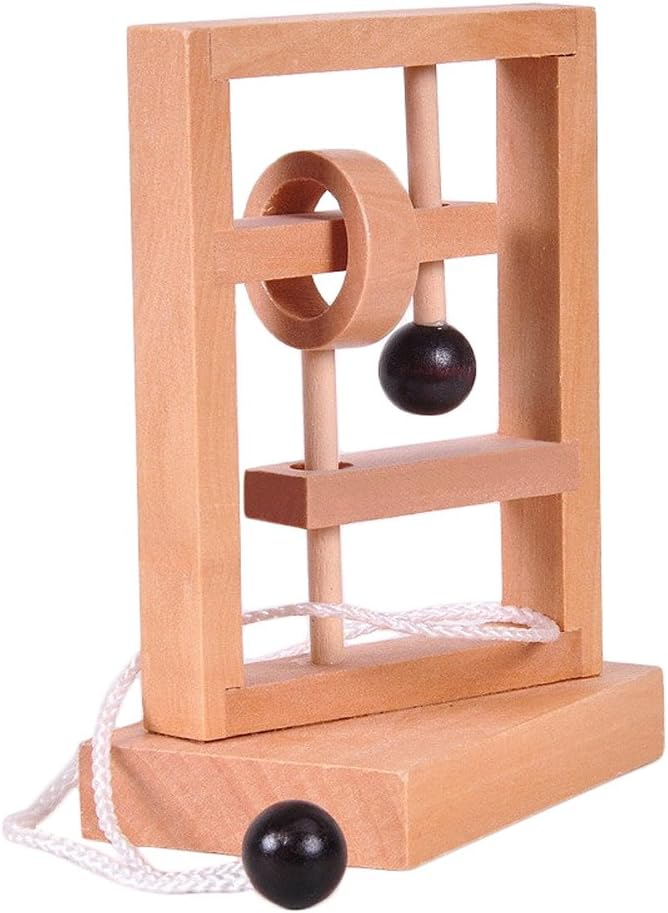 KINGOU 4 Pack Classic Wooden Rope Puzzle Set Ring Puzzles String Solution Central Brain Teaser for Adults/Kids Game : Toys & Games