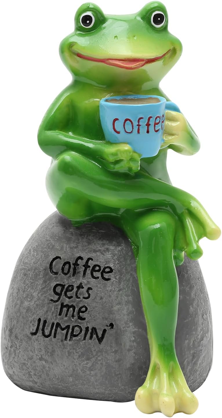 Garden Ornaments Outdoor Animals Sculptures & Statues Garden Desktop Decorations Holiday Festival Birthday for Friends Family Small Resin Frog Ornament(Frog)