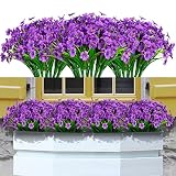Ximiloor 21 Bundles Artificial Flowers Outdoor UV Resistant Silk Flowers No Fade Fake Outside Flower