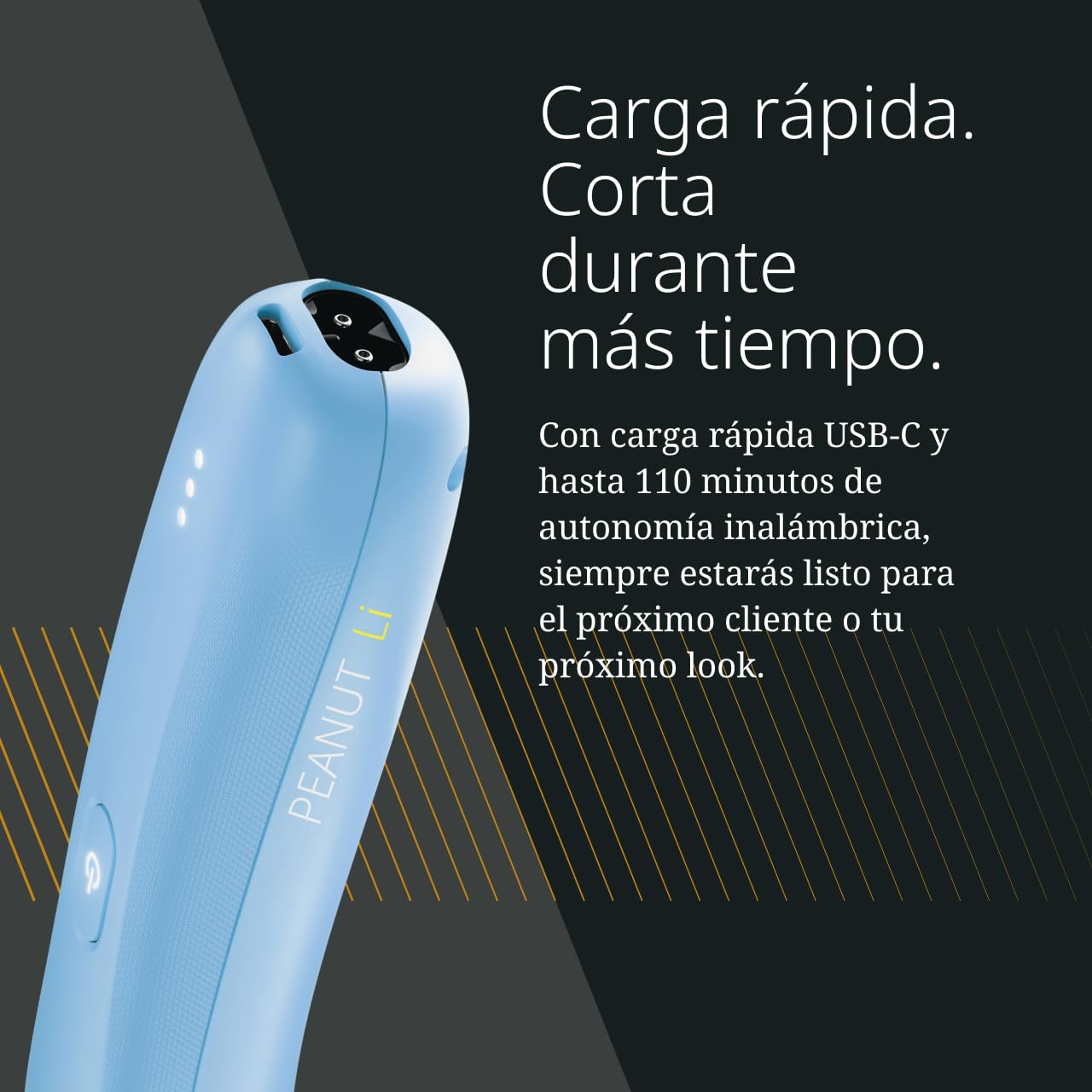 Wahl Cordless Peanut Li, Recortadora Híbrida Cabello y Barba, Azul | Recortadora Híbrida Cabello y Barba Inalámbrica, Motor 7000 RPM, Carga Rápida USB-C, hasta 110 Minutos, Compacta