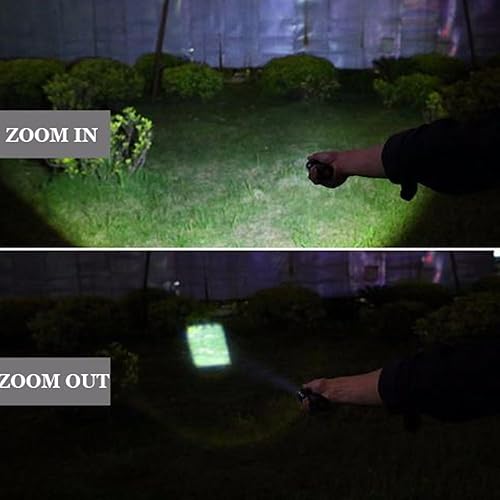Miniatura 5 de Linterna táctica con luz ultrabrillante portátil para uso en exteriores Tac de grado militar con 5 modos de luz y función de zoom, 2 unidades