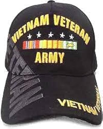 Army Vietnam Veteran Baseball Cap Black Adjustable NAM Vet Embroidered Ball Hat, Mens