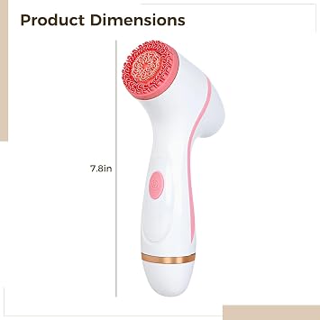 Electric Silicone Facial Cleansing Brush, Rechargeable, Waterproof With Ergonomic Handle, Dual-Speed, 8.3X7.8