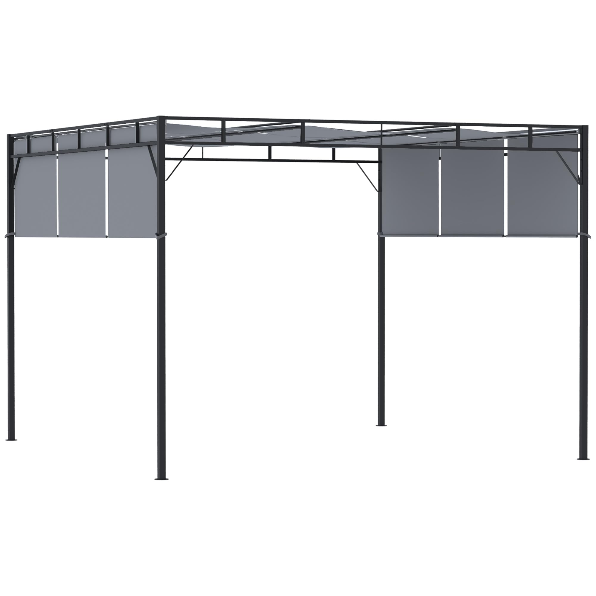 Outsunny Gazebo da Esterno Pergola da Giardino 3x3 m Grigio Scuro