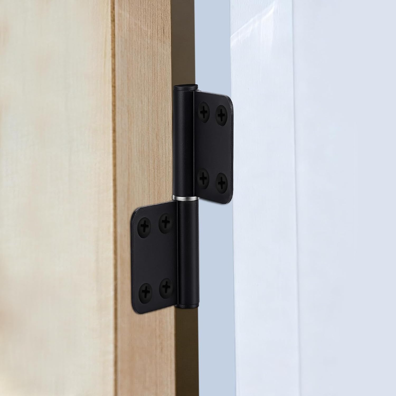 12Pcs Lift Off Flag Hinges 3.5 Inch Black Detachable Hinge with Pin & Caps Aluminium Alloy Flag Hinge for Wooden Metal Doors Windows and Various Functional Metal Equipment