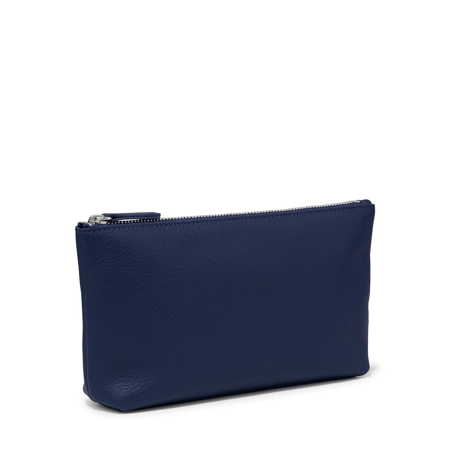 Leatherology Navy Blue Medium Accessories Pouch – Full Grain Leather Organizer for Everyday Essentials | Zippered Storage for Tech, Makeup & Travel