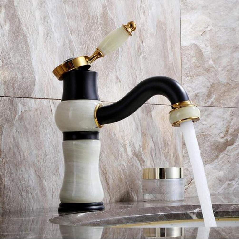 Robinet de lavabo de salle de bain luxe en laiton et jade véritable DKSNAJ