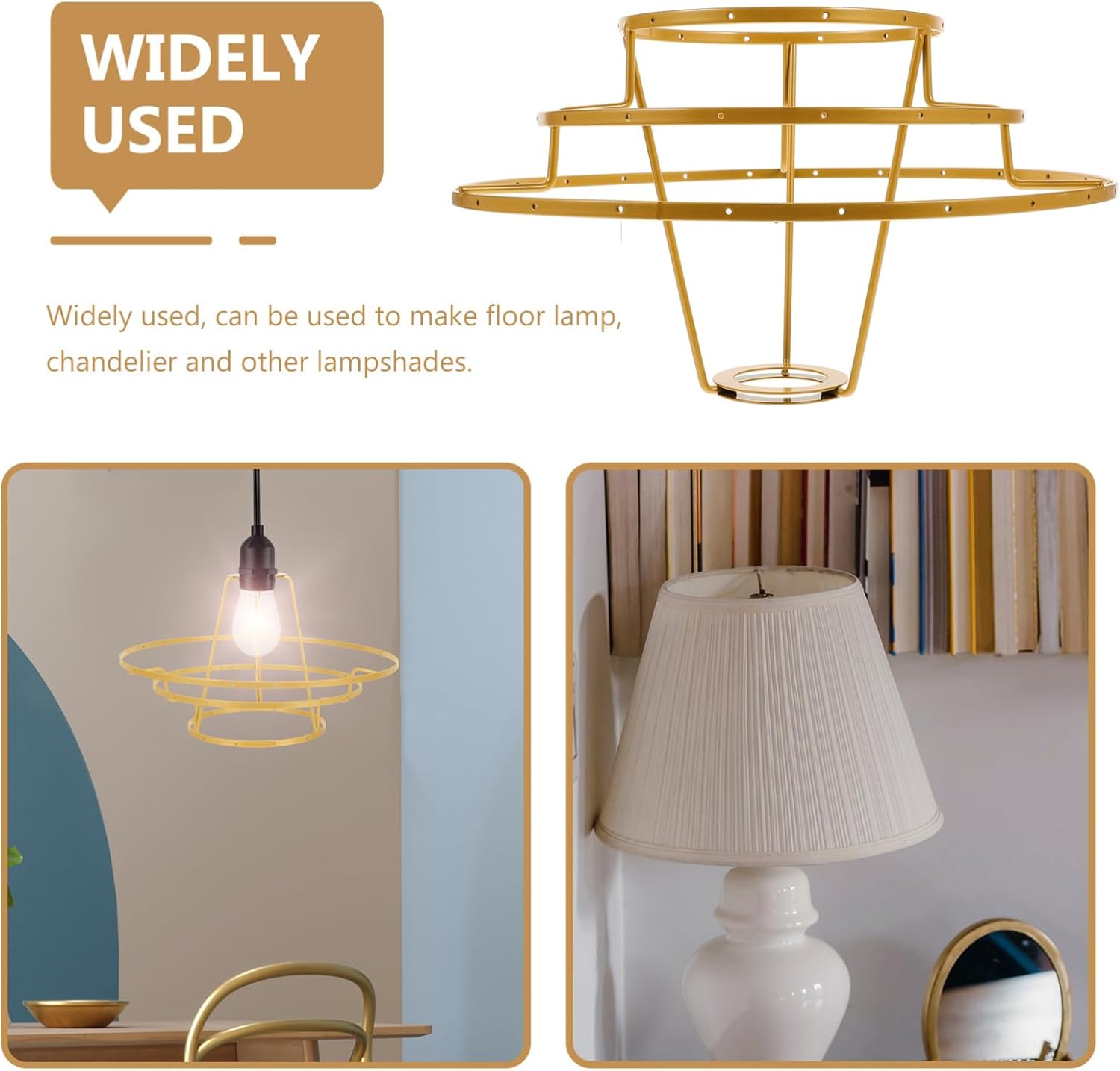 DIY Metal Lamp Shade Ring Wire Lampshade Holder for Desk Table and Wall Lamps for Home Restaurant Shop Projects Durable Frame with High