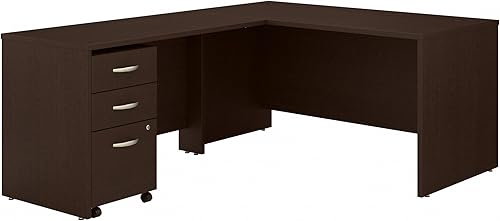 Miniatura 8 de Bush Business Furniture Series C - Mueble de escritorio (60 W x 30 D, 48 W de retorno, con pedestal móvil de 3 cajones), Madera maciza, natural