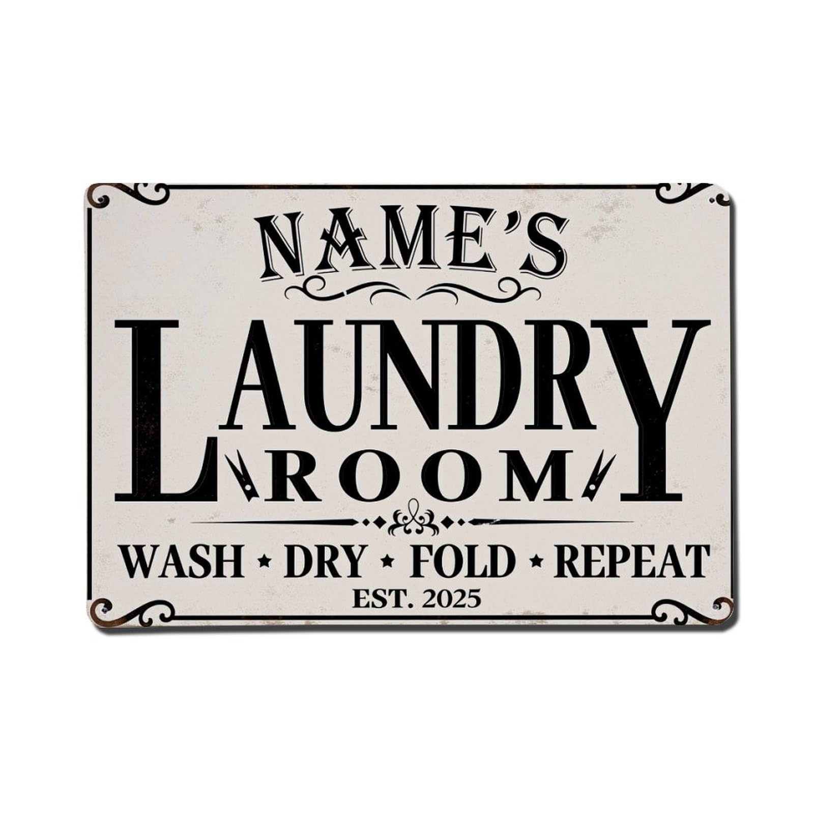Name's Laundry Room Sign Tin Sign Vintage Metal Poster, Home Bar Garage Man Cave Cafe Indoor & Outdoor Wall Decoration 8x12Inches