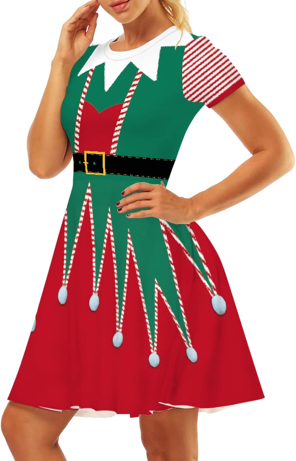 ALBIZIA Christmas Dress for Women Casual V-Neck Mini Cocktail Party Swing Dress : Clothing, Shoes & Jewelry