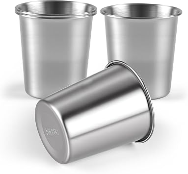 Ninsula Stainless Steel Cups 4 Pack, 8 Ounce Unbreakable Stackable Metal Cups, Durable Reusable Kids Stainless Steel Cup for Bar, Home, Restaurant