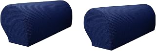 JLMMSS Pack of 2, Stretch Spandex Waterproof Armrest Cover Anti-slip Sofa Couch Handrail gloves Slipcover Stretchy Armrest Cover Armchairs Sofa Arm Covers Furniture Arm Protector (Navy blue(a pair))
