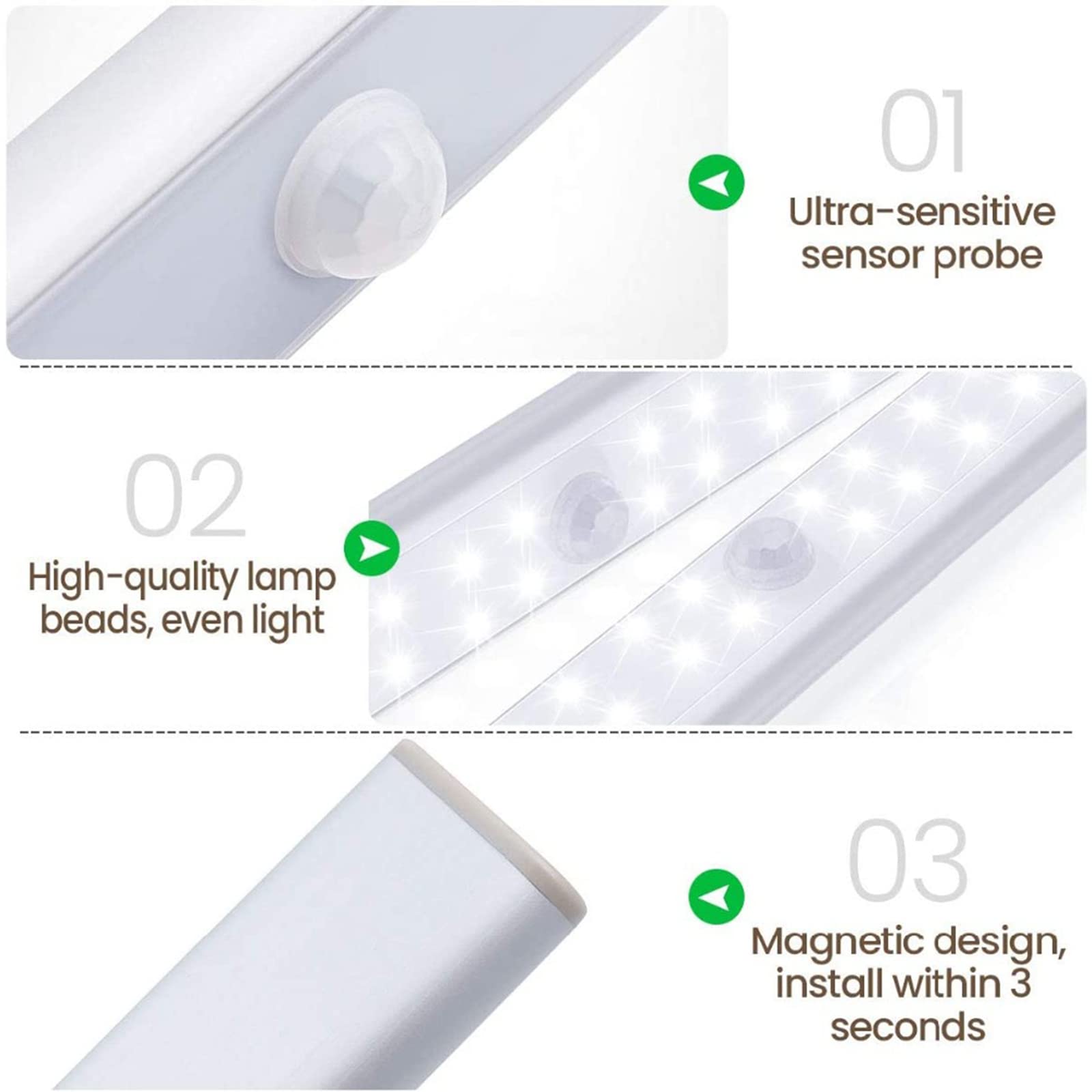 Lampa pod oświetleniem gabinetu stołowego, lampka nocna do ładowania USB z wbudowanym światłem magnetycznym, czujnik ruchu LED do szafy, szafa, korytarz, schody, światło