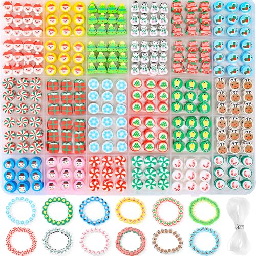 600pcs Polymer Clay Beads Bracelet Making Kit, Christmas Beads for Crafts