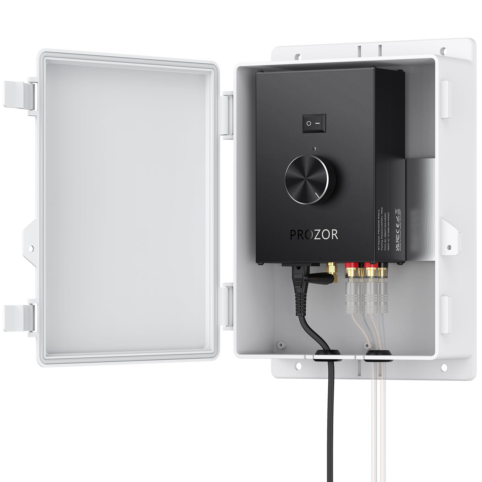 PROZOR Amplificatore Audio Esterno Potenza di picco 200W+200W Bluetooth 5.0 con Alimentazione Amplificatore 30V 5A Impermeabile con Alloggiamento TPA3221 per Patio Piscina Giardino Festa