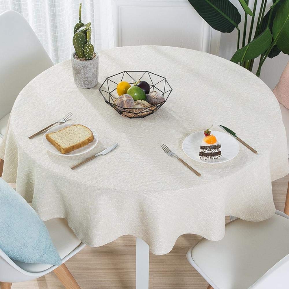 Nappe de cercle blanche en coton épais de diamètre 180cm résistante aux taches