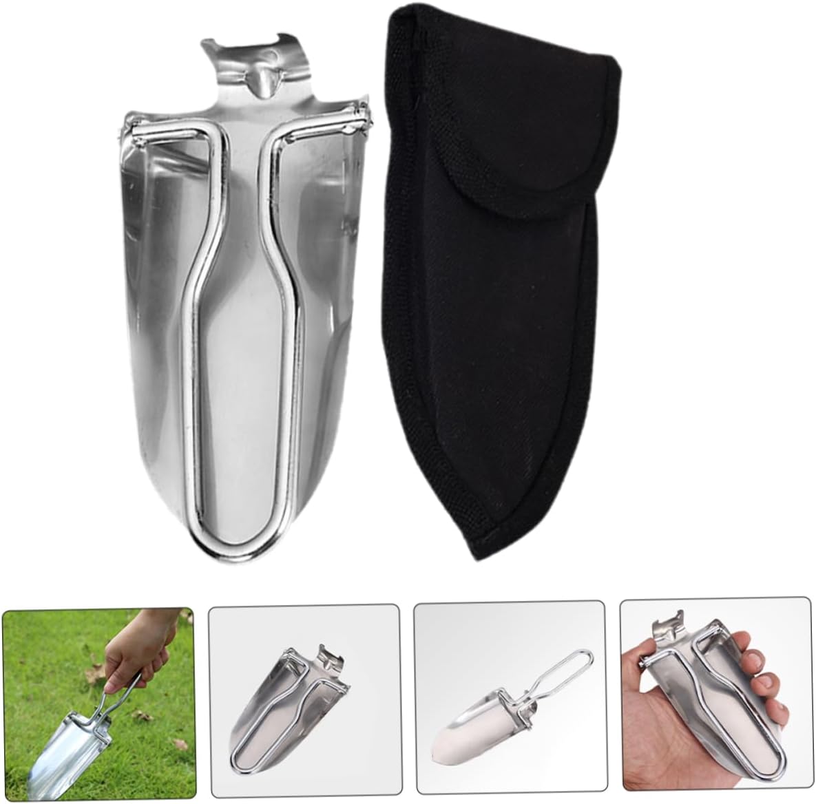 Kisangel Shovel for Camping and Gardening with Comfortable Grip Portable Design with Carry Pouch for and Transport