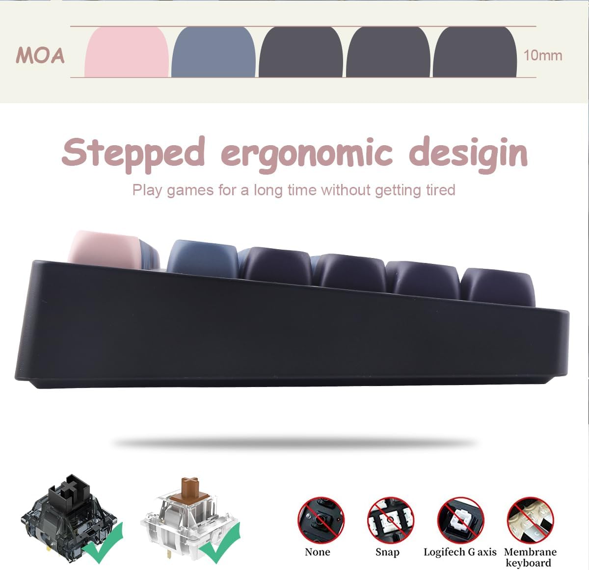 Tsungup Cherry Blossom MOA Keycaps-Pink Sakura,129 Keys Cute PBT Custom Keycaps 100 Percent,Dye Sub Key Caps Keyboard Keycap Set for MX Switches Mechanical