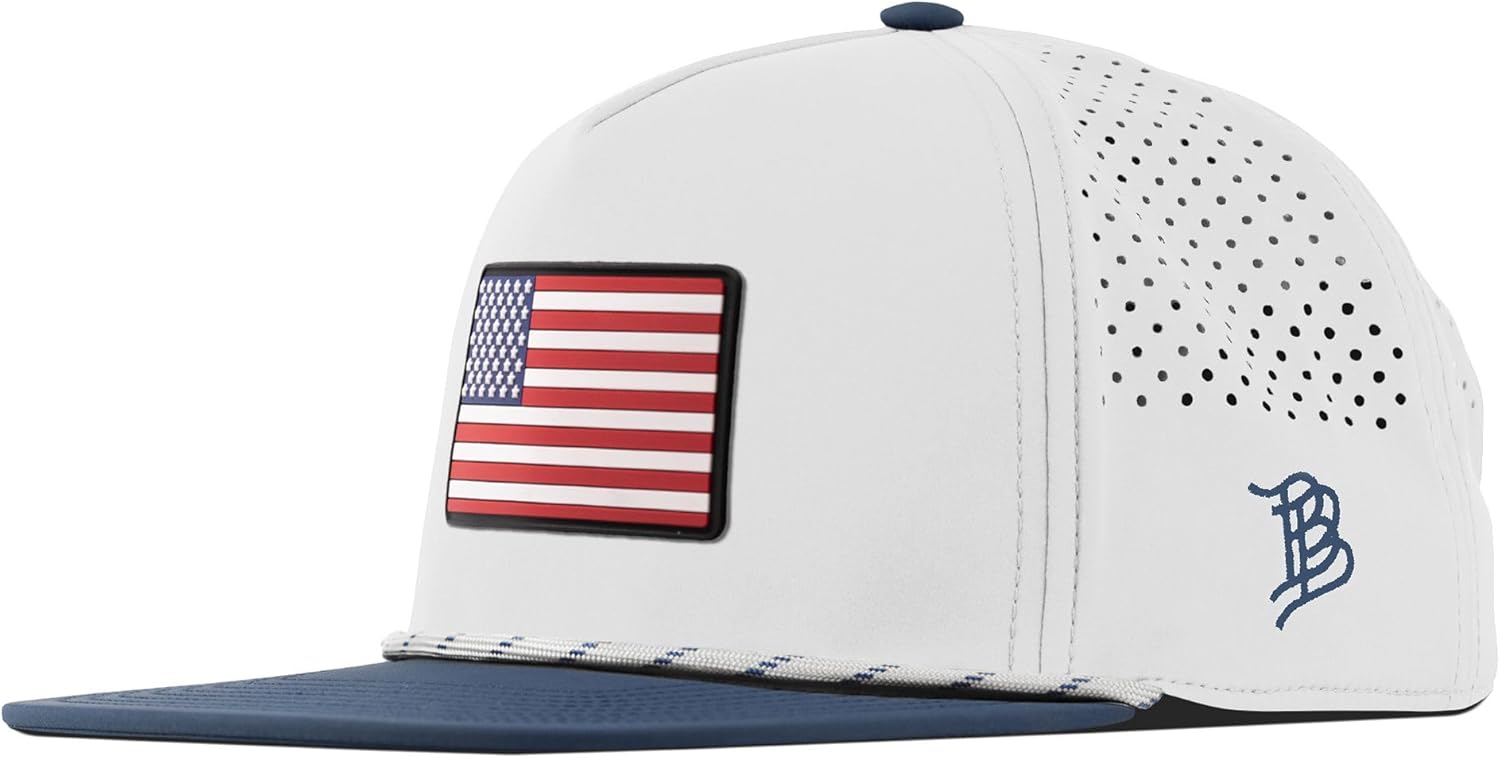 Branded Bills Old Glory USA Flat 5 Panel Rope Hat for Men | Golf Run Workout