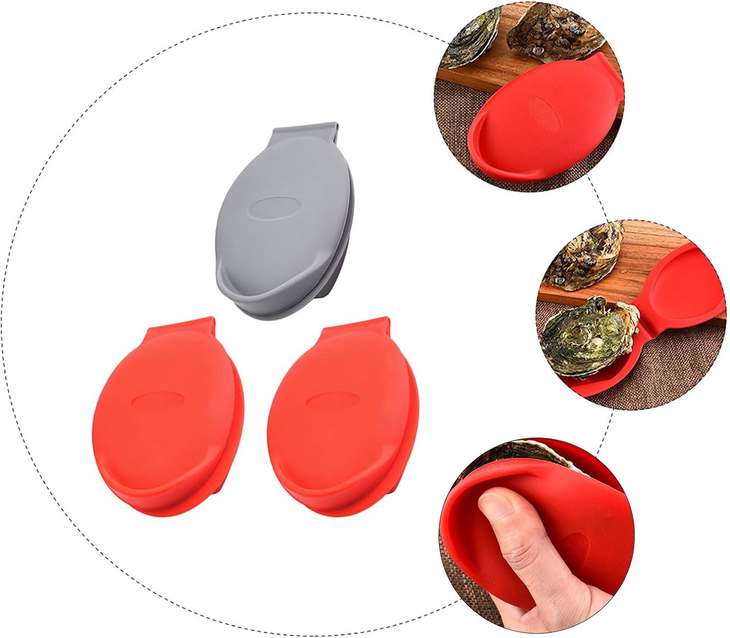 Silicone Oyster Shucker Tool Set 3pcs Seafood Silicone Clip Shellfish Opening Tool Kitchen Utensil for Home Cooking and Seafood Preparation